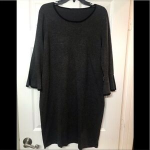 Calvin Klein Bell sleeve knit sweater dress dress charcoal